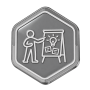 Szary heksagonalny emblemat z metalową obwódką-1